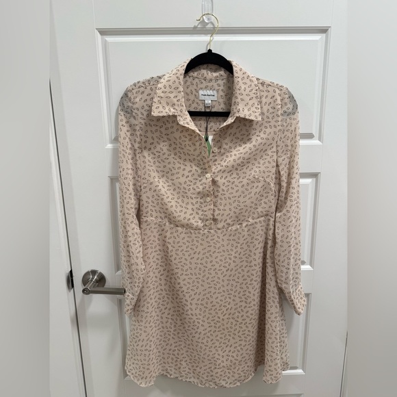 NWT Frank And Oak Printed Button Up Fit and Flare Chiffon Dress - Size Small - Picture 3 of 6